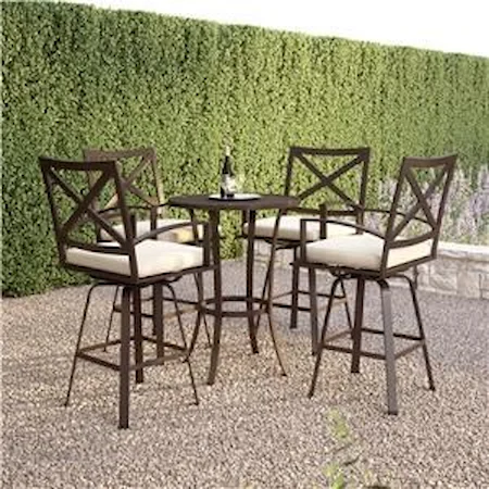 5 Piece Outdoor Dining Set with an Outdoor Pub Table and 4 Outdoor Barstools